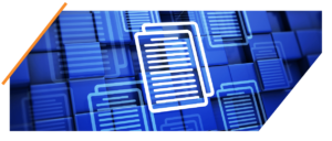 A blue and orange image displaying resumes being parsed with a Textkernel 47-degree angle crop.